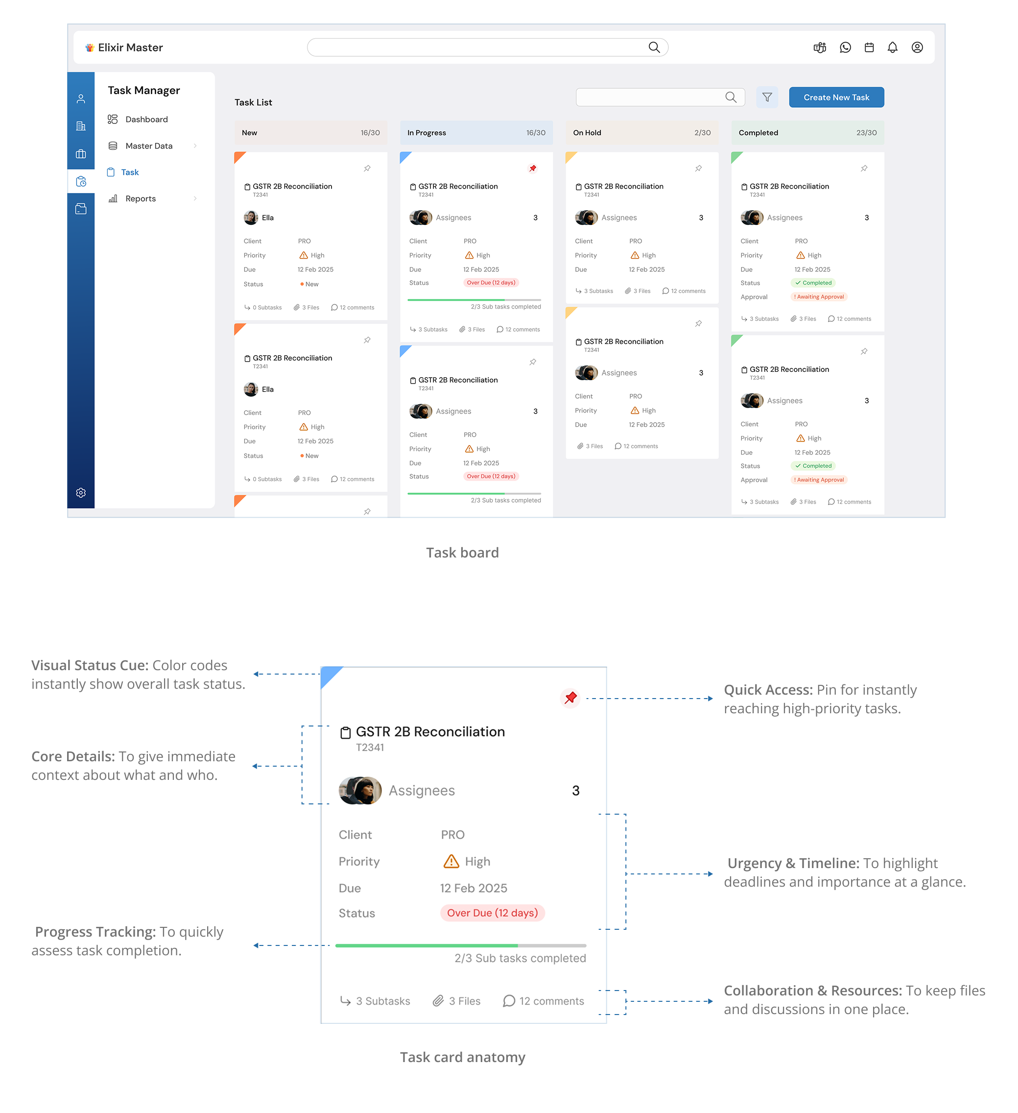 File management integrated into client and task workflows